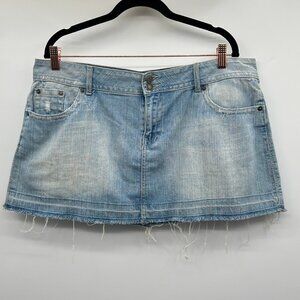 Rue21 Distressed Light Blue Denim Mini Skirt Size 13/14